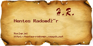 Hentes Radomér névjegykártya